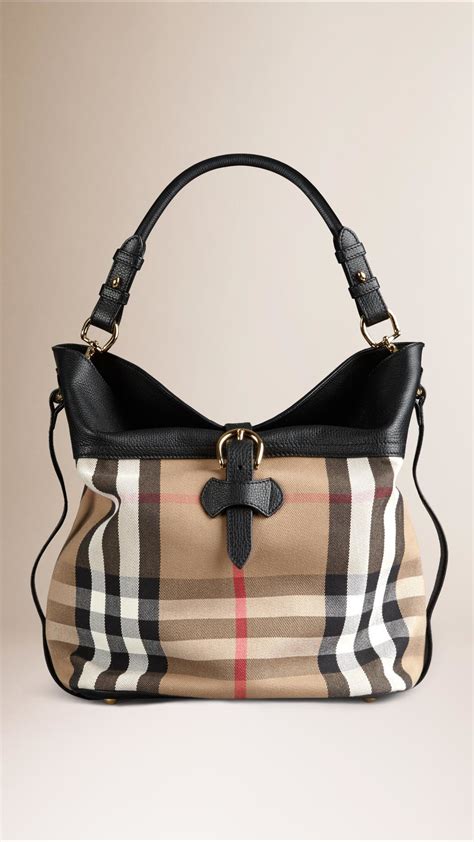 Burberry Medium Check Hobo Bag 